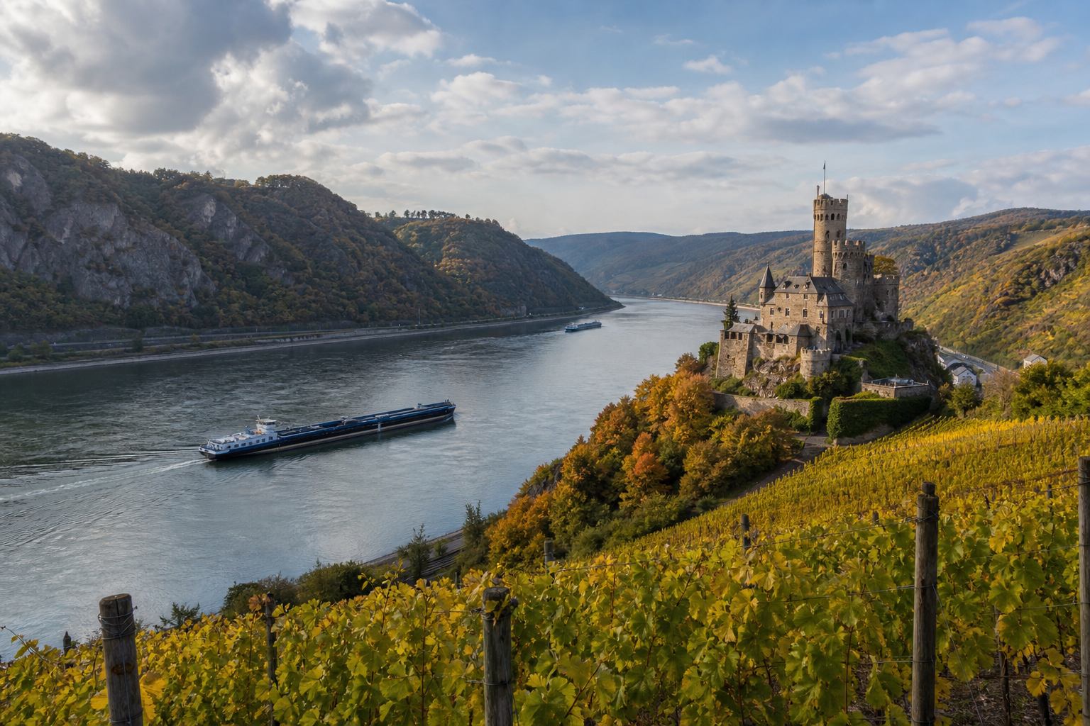 Rheintal Route mit Schloss und Weinbergen